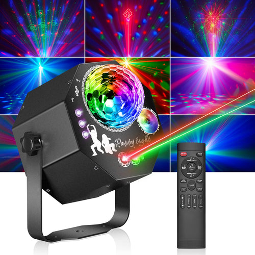Disco Partylicht 4-in-1 RGB LED mit Discokugel musikgesteuert
