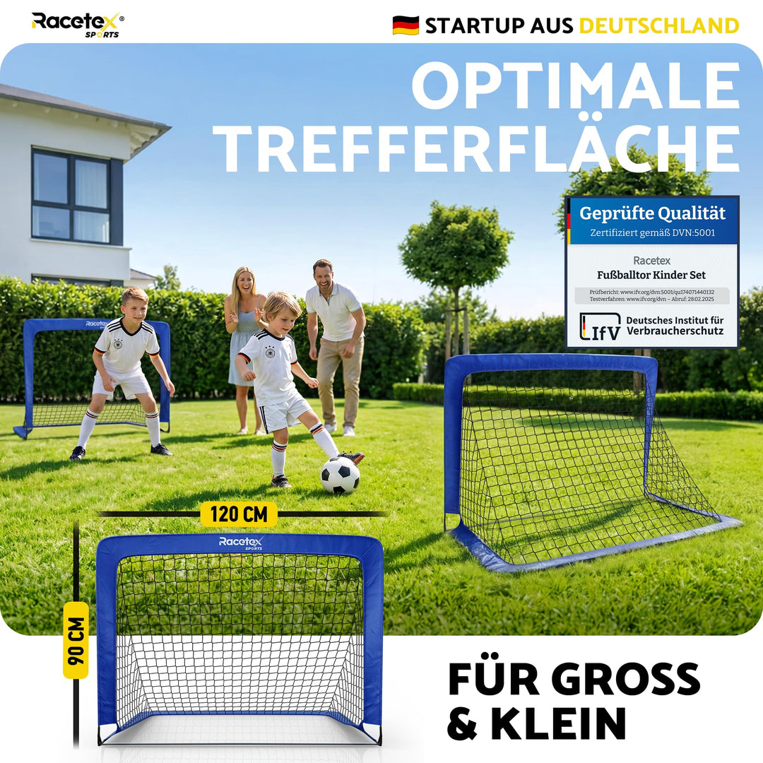 Fussballtor Kinder 2er Set faltbar mit Glasfaserstangen blau - Bild 5