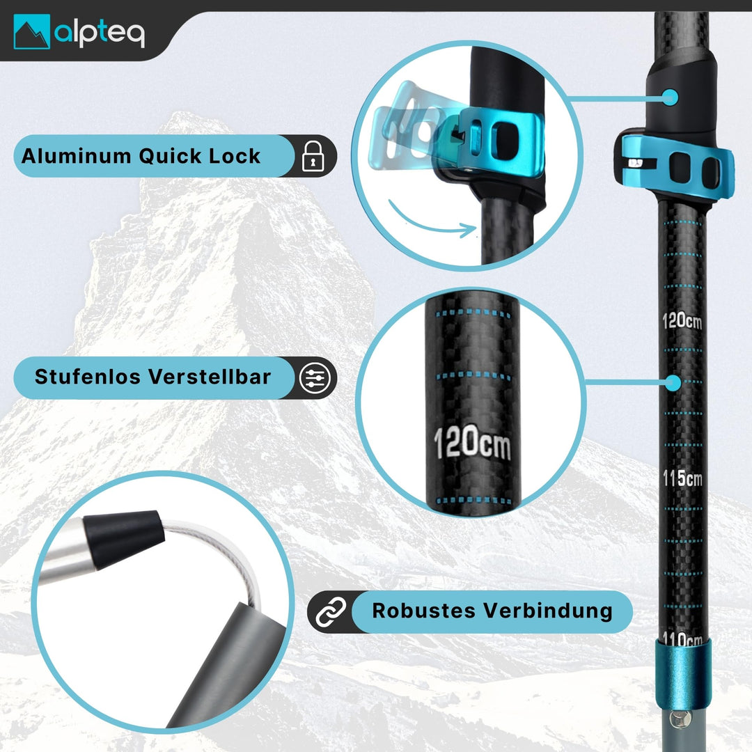 Wanderstöcke faltbar Carbon-Zicral Hybrid 110-130 cm ultraleicht - Bild 4