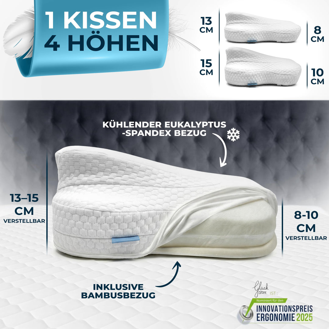 Ergonomisches Kopfkissen Memory Foam höhenverstellbar für alle Schlaftypen - Bild 2