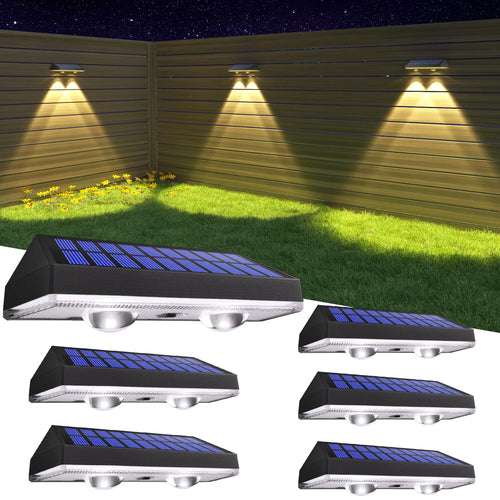 Solar Wandleuchten Aussen 3 Farbmodi IP65 Zaunleuchten 6er-Set