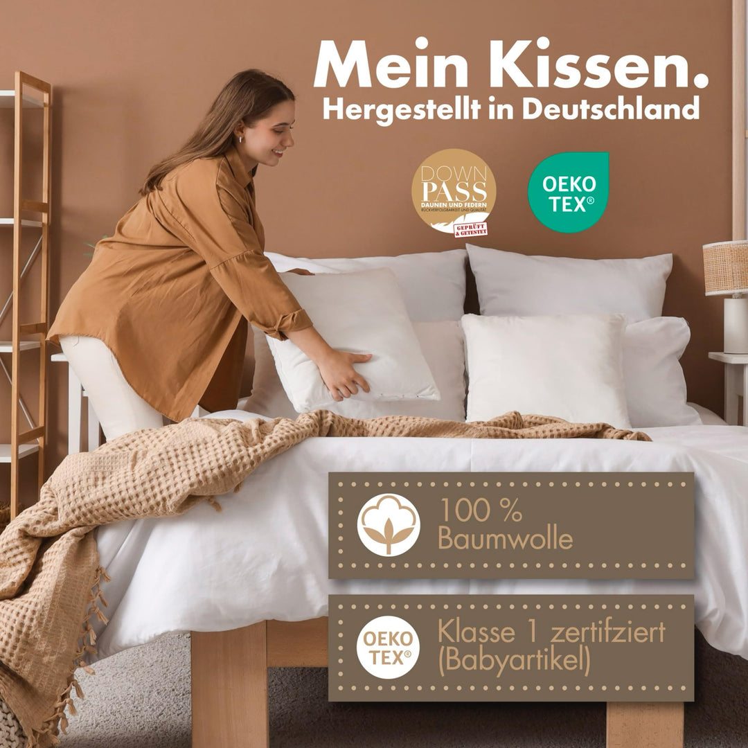 Daunenkissen 80x80 3-Kammer Baumwolle Allergiker geeignet - Bild 2