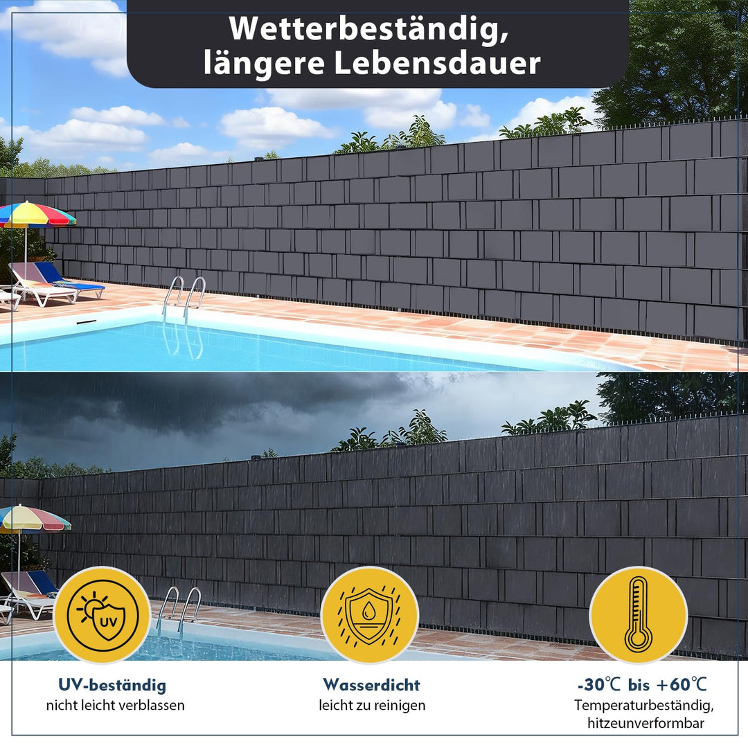 Sichtschutzstreifen PVC für Doppelstabmatten 35m x 19cm Anthrazit - Bild 3