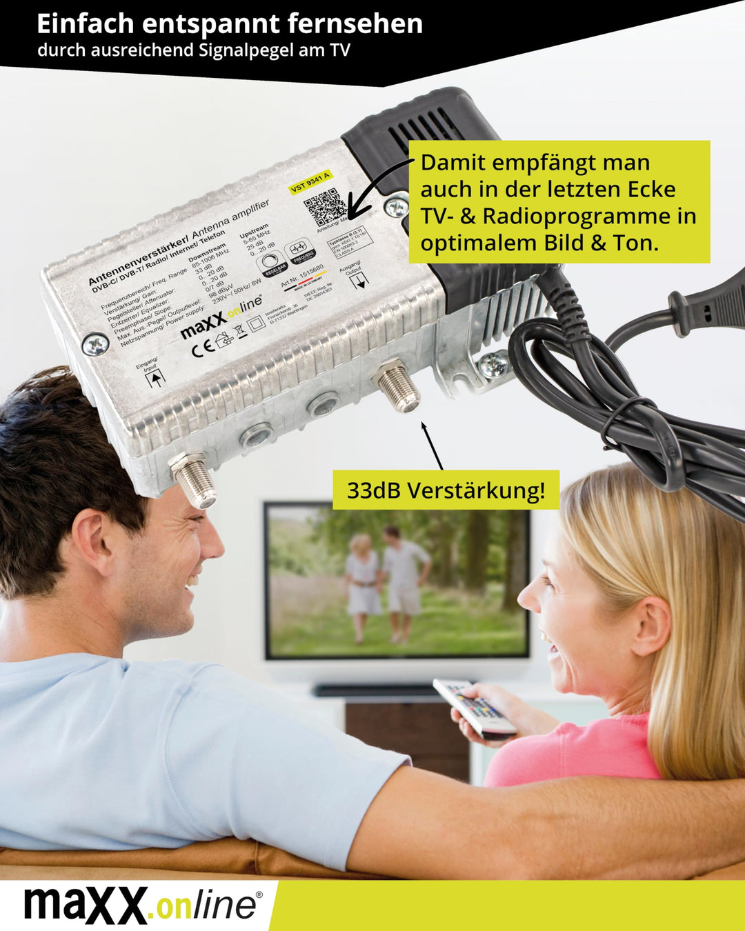 Antennenverstärker Kabelfernsehen DVB-C/T2 33 dB 85–1006 MHz - Bild 7