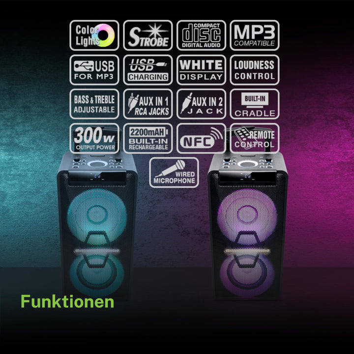 PA-Lautsprecher 300W mit Akku Bluetooth CD-Player DJ-Mixer - Bild 6