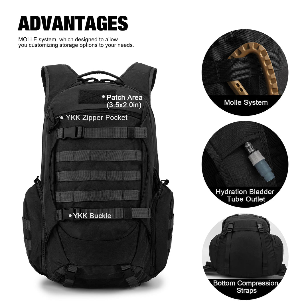 Taktischer Rucksack 35L Polyester mit MOLLE-System für Trekking - Bild 3