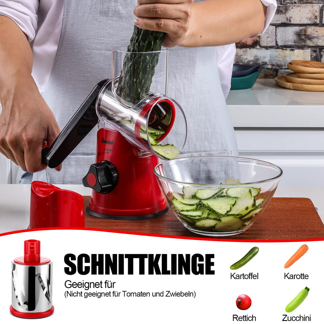 Trommelreibe mit Kurbel Edelstahlklingen für Käse und Gemüse - Bild 3