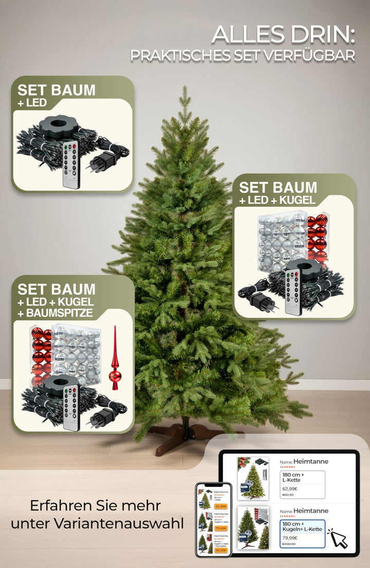 Künstlicher Weihnachtsbaum 175 cm Nordmanntanne PE-Spitzen mit Holzständer - Bild 6