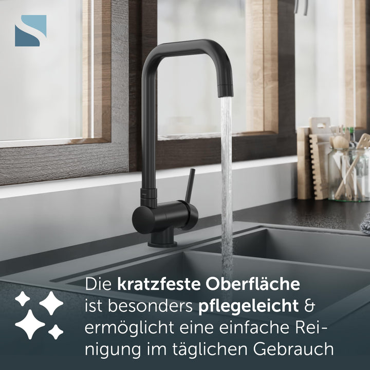 Küchenarmatur Unterfenster Schwarz umklappbar 360° schwenkbar - Bild 6