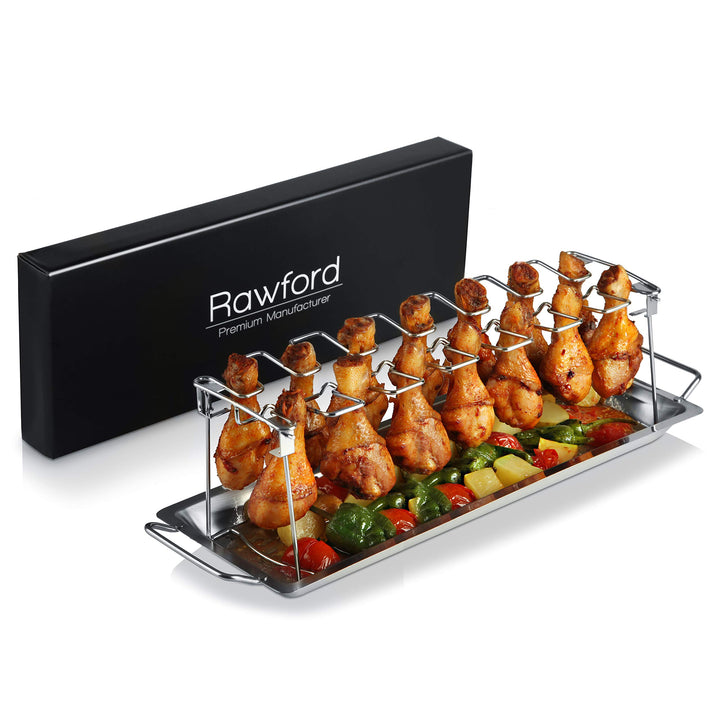 Hähnchenschenkel Halter Edelstahl 14er Rack klappbar Grill &amp; Backofen