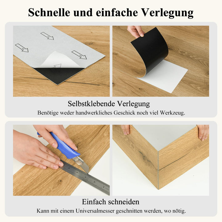 Vinylboden selbstklebend Holzoptik Eiche 5 m² wasserdicht 36 Dielen - Bild 3