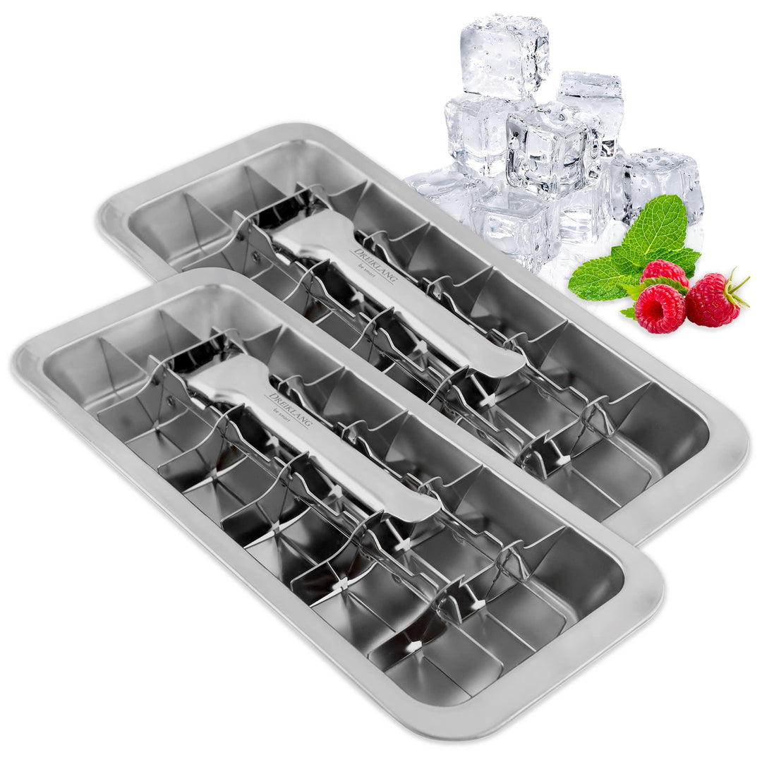Eiswürfelform Edelstahl 18/8 mit Hebeleinsatz 36 Würfel 2er-Set