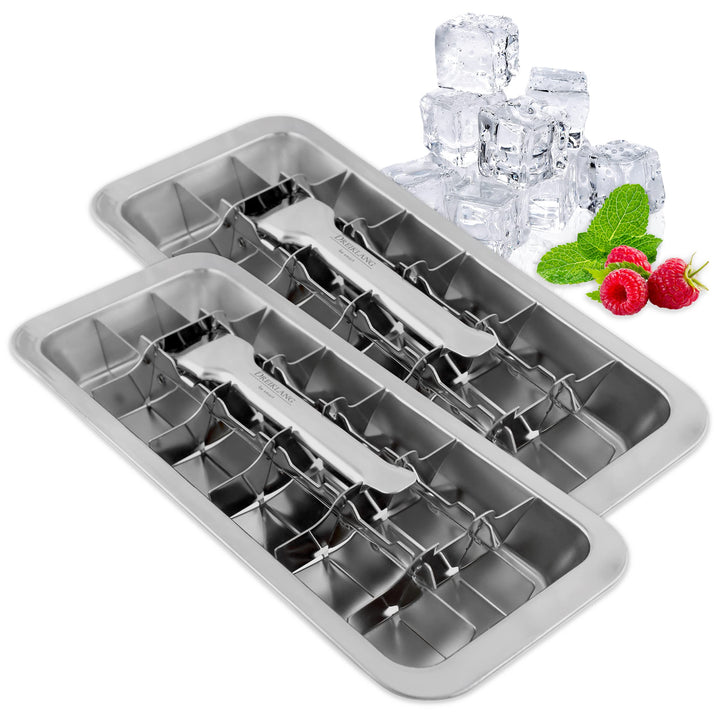 Eiswürfelform Edelstahl 18/8 mit Hebeleinsatz 36 Würfel 2er-Set