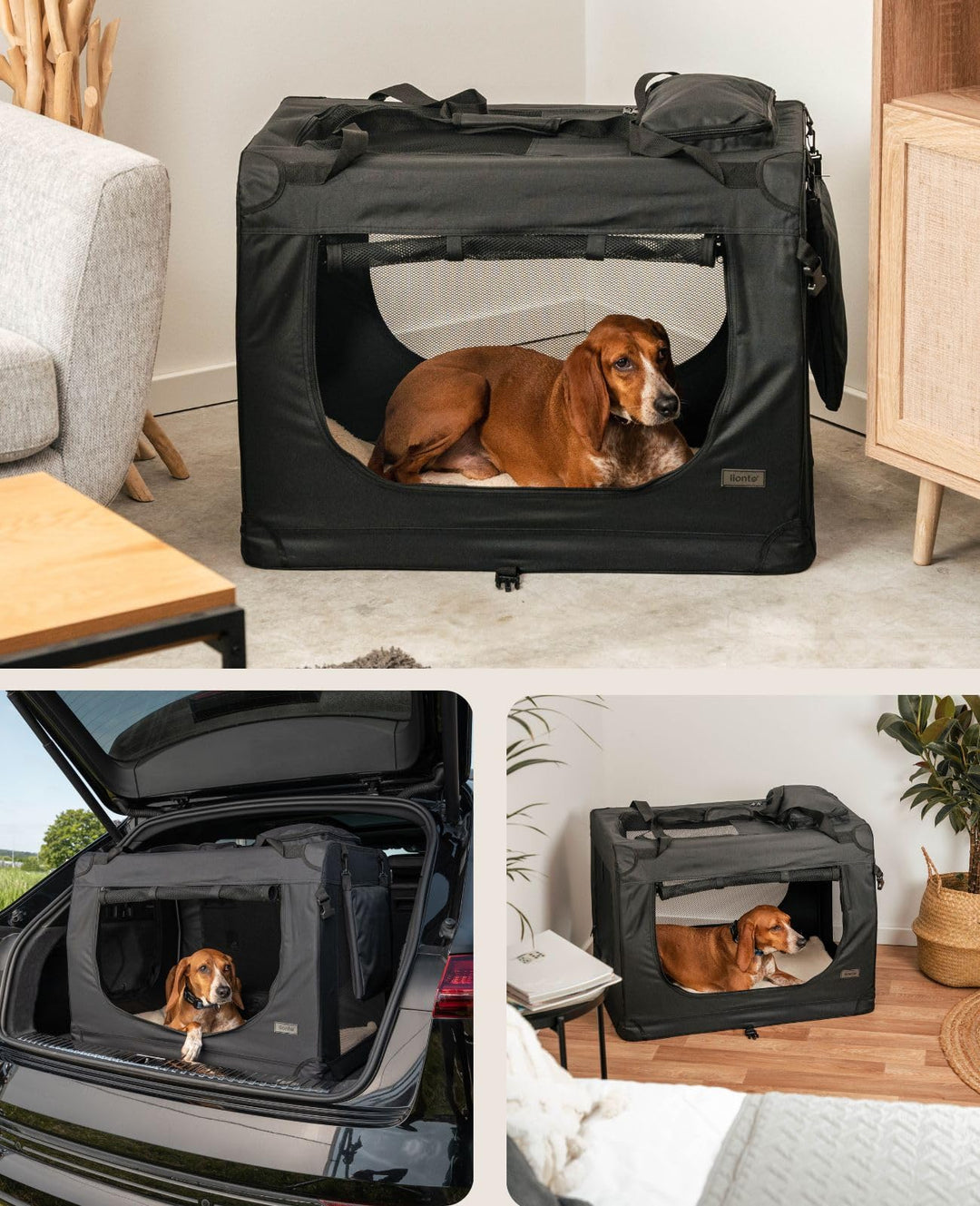 Hundetransportbox faltbar Oxford-Gewebe 82x58x58 cm für Reise &amp; Auto - Bild 2