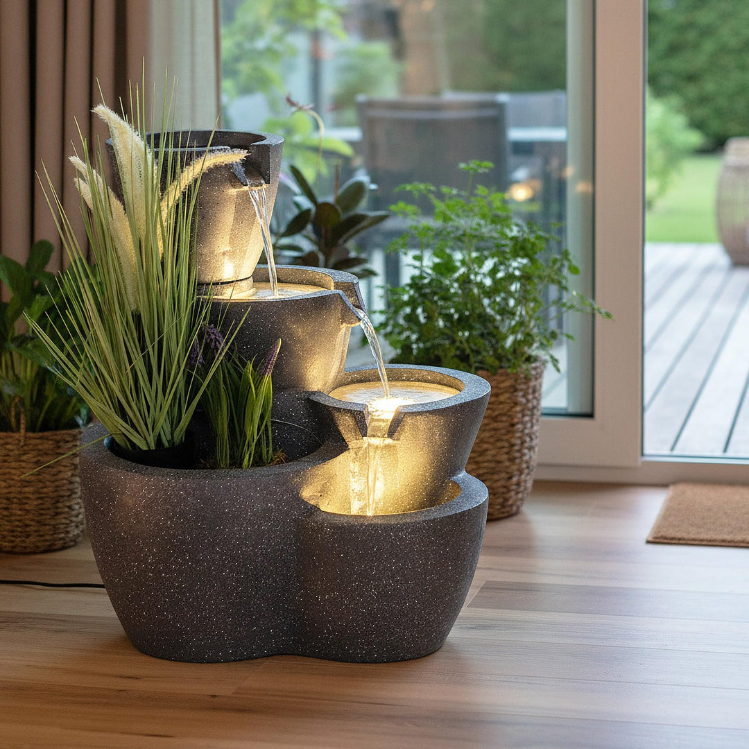 Terrassenbrunnen bepflanzbar mit LED-Beleuchtung 59 cm Springbrunnen - Bild 9