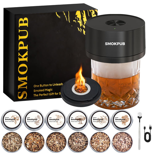 Cocktail Smoker Set elektrisch USB mit 6 Holzspäne-Sorten