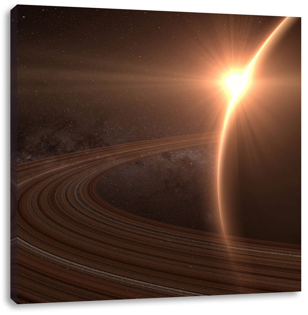 Leinwandbild Saturn im Weltall quadratisch 70x70 cm fertig bespannt