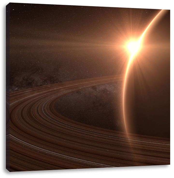 Leinwandbild Saturn im Weltall quadratisch 70x70 cm fertig bespannt