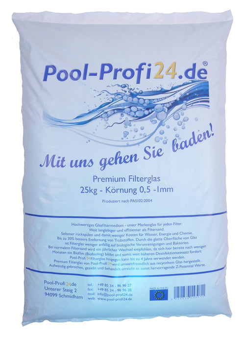 Filterglas Pool Sandfilteranlage 25 kg Körnung 0,5–1 mm recycelt