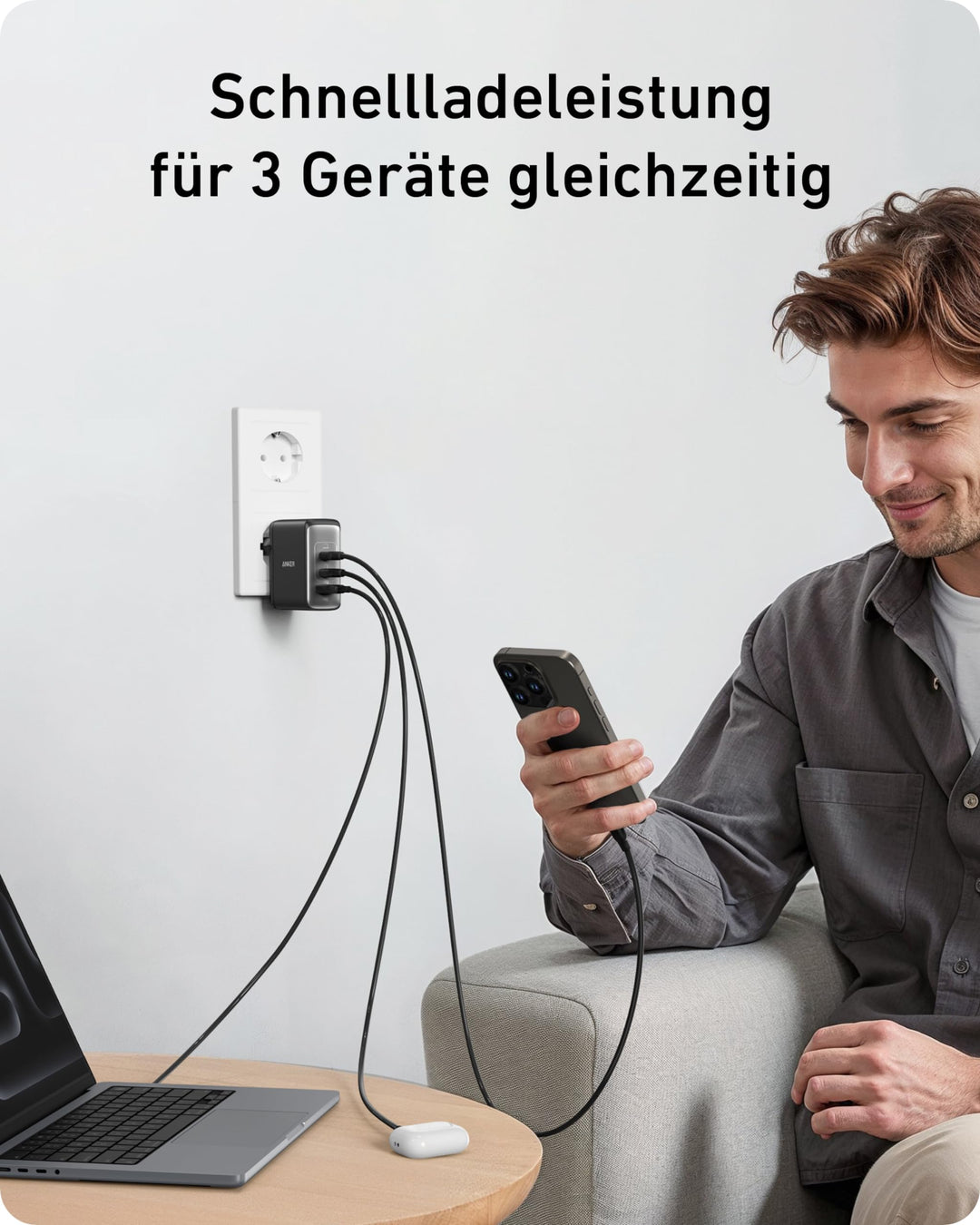 USB-C Ladegerät 100W GaN II 3-Port kompakt für Laptop - Bild 6