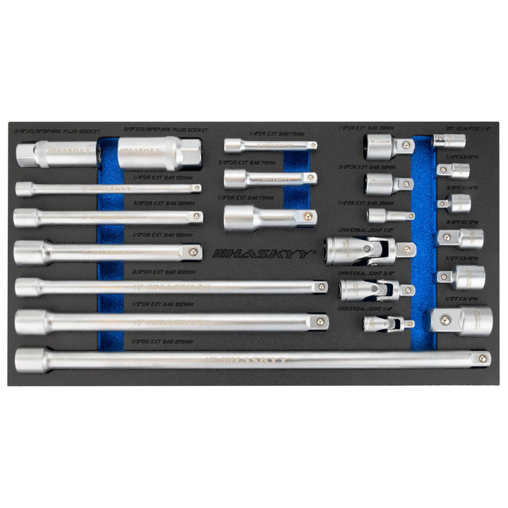 Steckschlüssel Verlängerungs-Set 23-teilig 1/4 3/8 1/2 Zoll Chrom-Vanadium - Bild 2