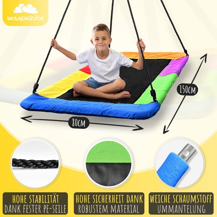 Nestschaukel eckig 150x80 cm 3-in-1 bis 200 kg für Innen und Aussen - Bild 2