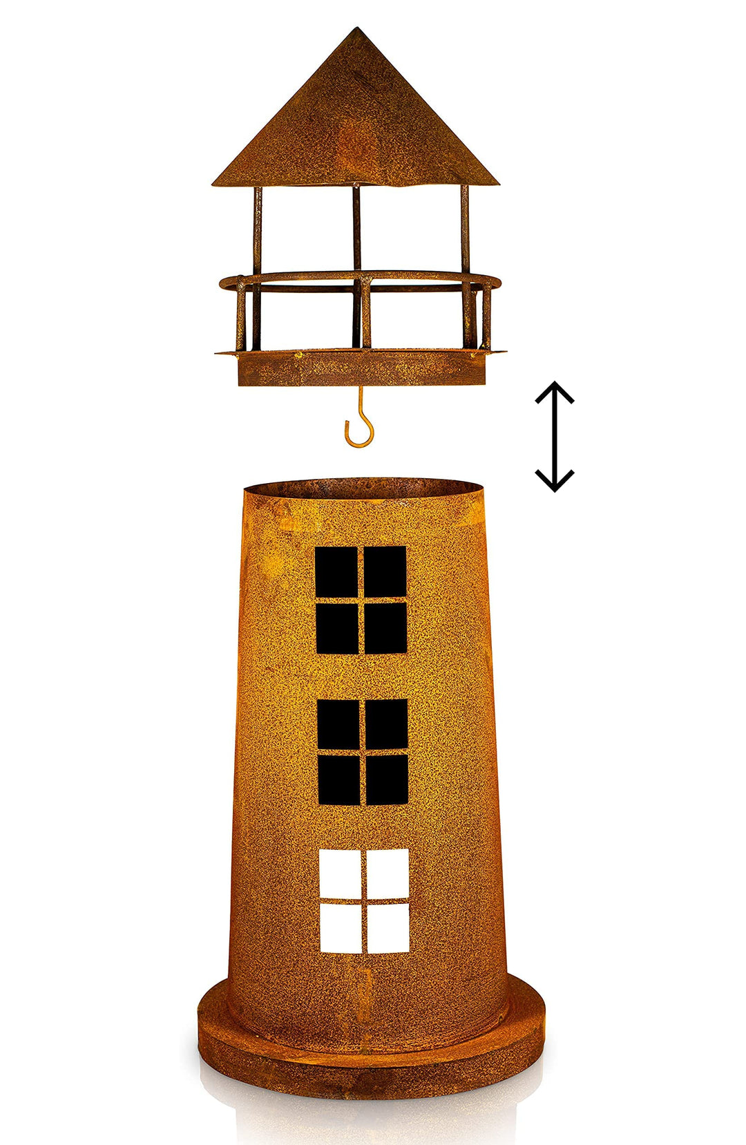 Leuchtturm Deko Skulptur Edelrost Metall für Garten und Terrasse - Bild 5