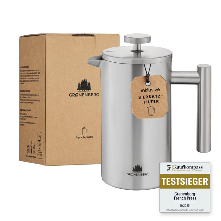 French Press Thermo Edelstahl doppelwandig 320ml / 600ml / 1L