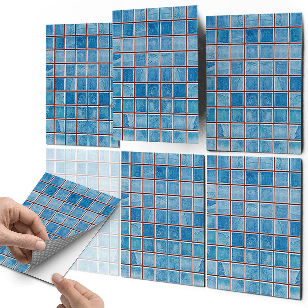 Fliesensticker Mosaik Blau Vinyl selbstklebend 20x25 cm 48er-Set