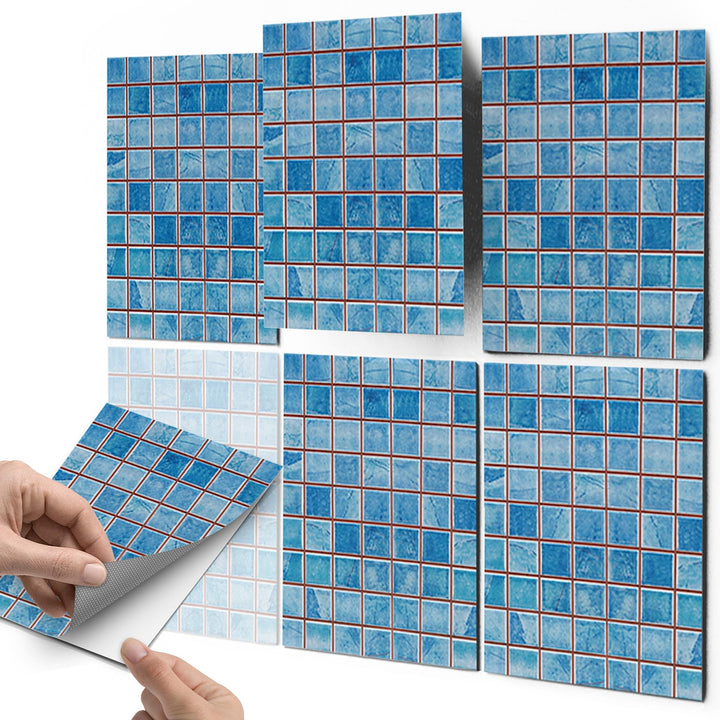 Fliesensticker Mosaik Blau Vinyl selbstklebend 20x25 cm 48er-Set