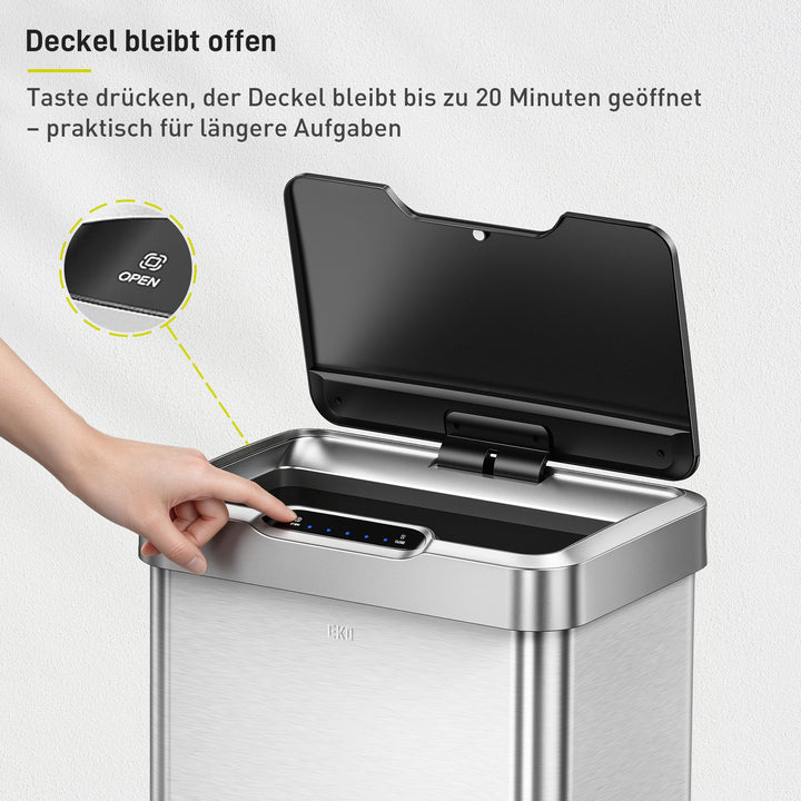 Sensor-Mülleimer Edelstahl 50L Küche berührungslos mit Deckel - Bild 10