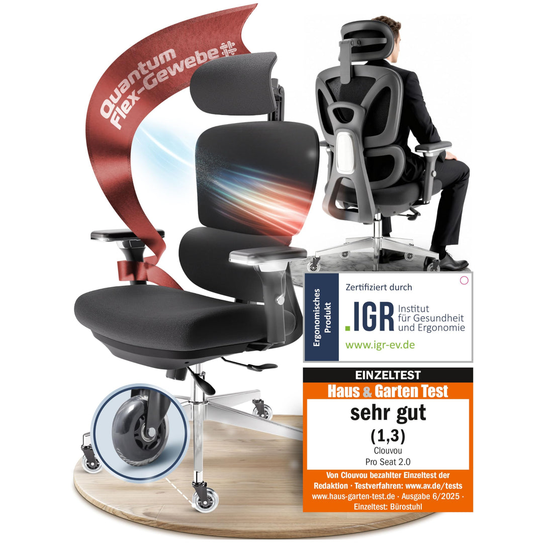 Bürostuhl Ergonomisch Mesh 4D-Armlehnen Lendenwirbelstütze 150kg
