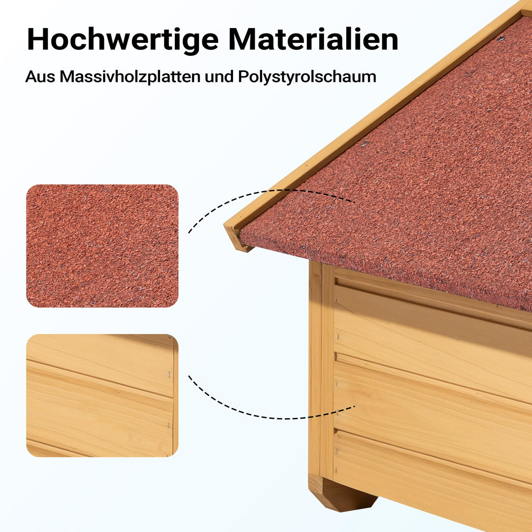 Katzenhaus Holz Outdoor 99x52x42 cm wetterfest isoliert - Bild 7
