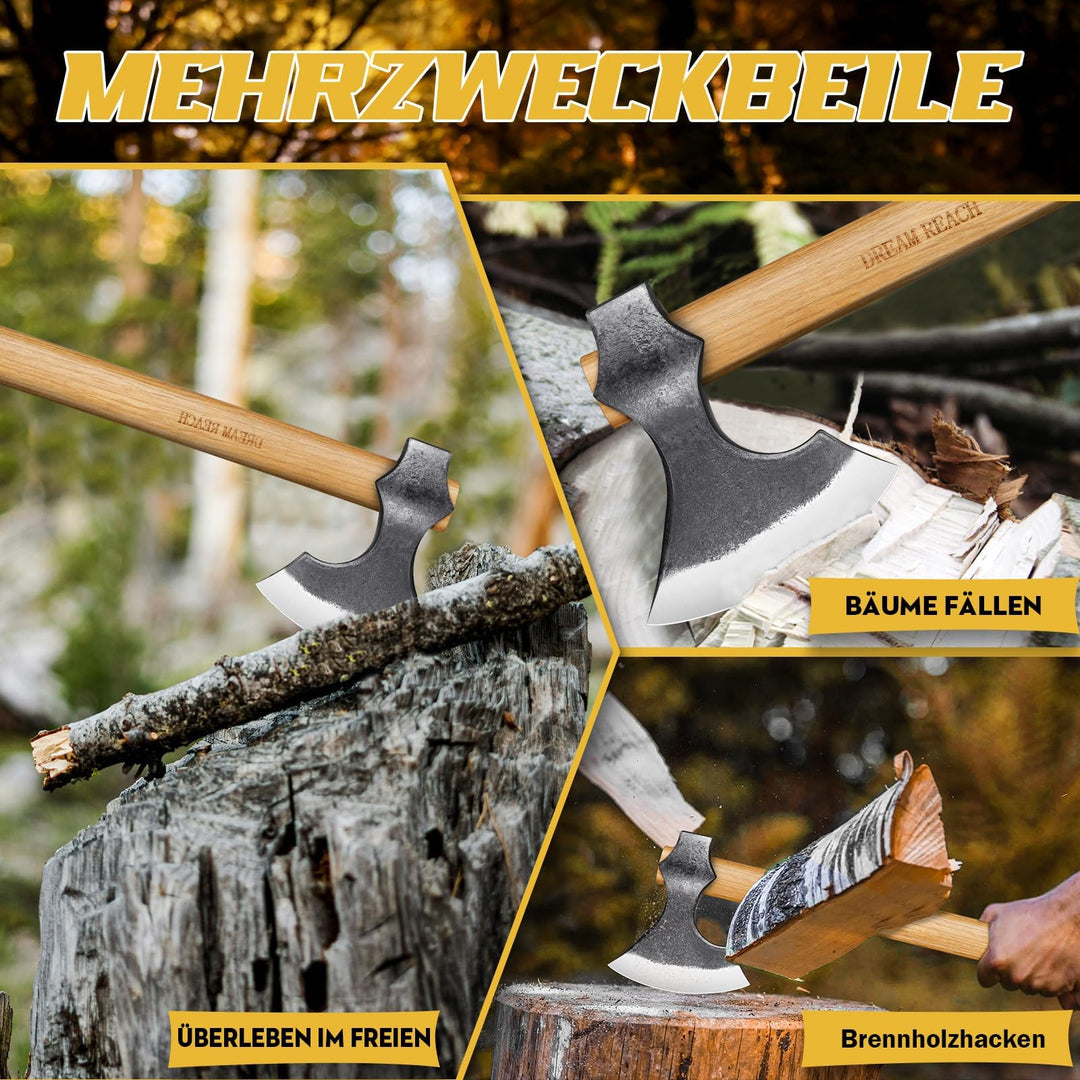Wikingeraxt Set 2-teilig Kohlenstoffstahl mit Buchenholzgriff - Bild 6