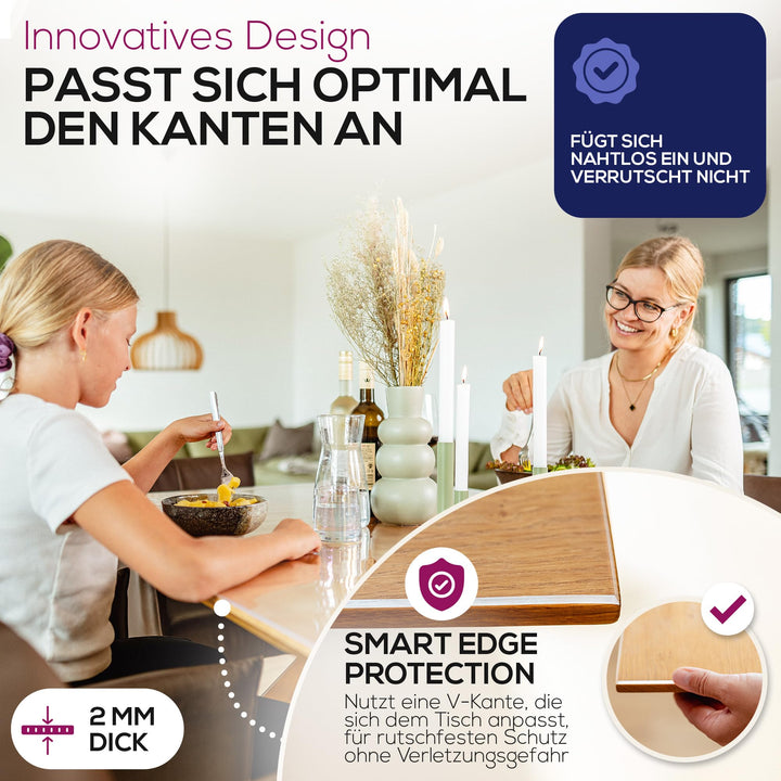 Tischdecke transparent 90x180 cm PVC 2 mm mit V-Kante - Bild 3
