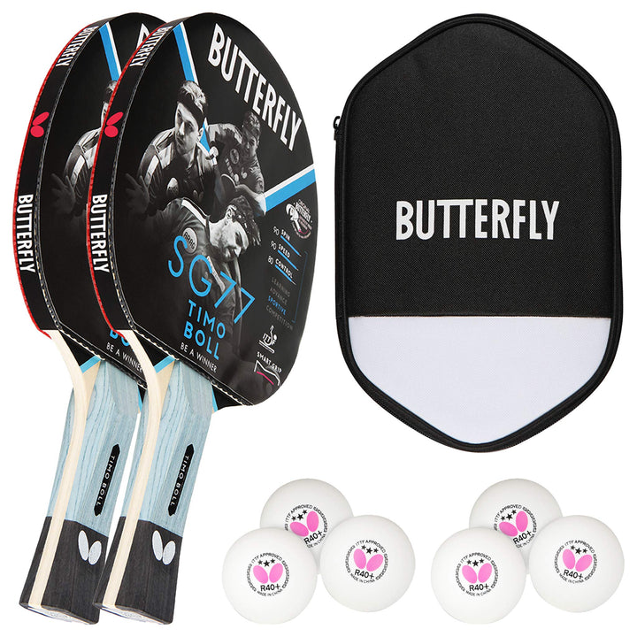 Tischtennis Profi Set 2 Schläger, Hülle &amp; 3-Stern-Bälle für geübte Spieler