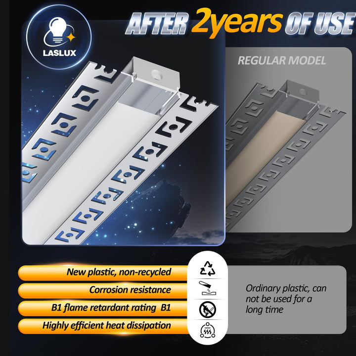 LED Unterputzprofil Aluminium 2m Set 10x für 20mm Streifen Trockenbau - Bild 3