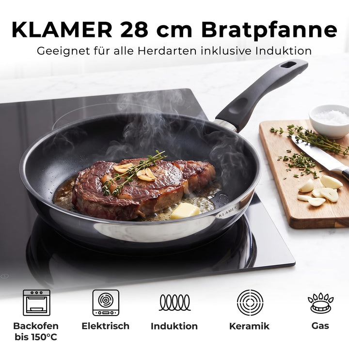 Bratpfanne 28 cm Induktion Antihaft Greblon C3+ PFOA-frei - Bild 2