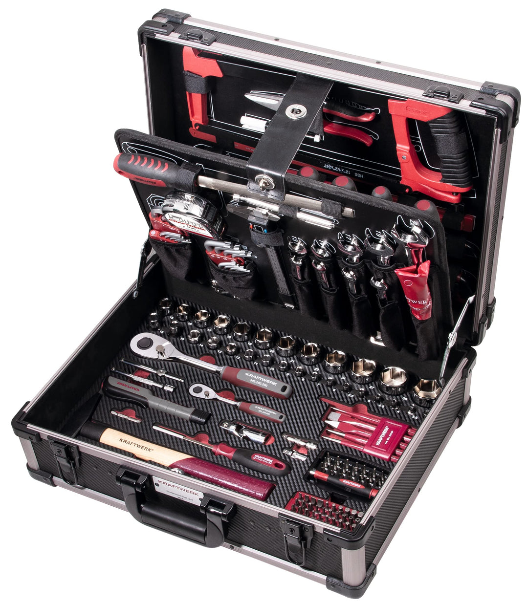 Werkzeugkoffer Alu bestückt 263-tlg. mit 1/4" + 1/2" Steckschlüsselsatz