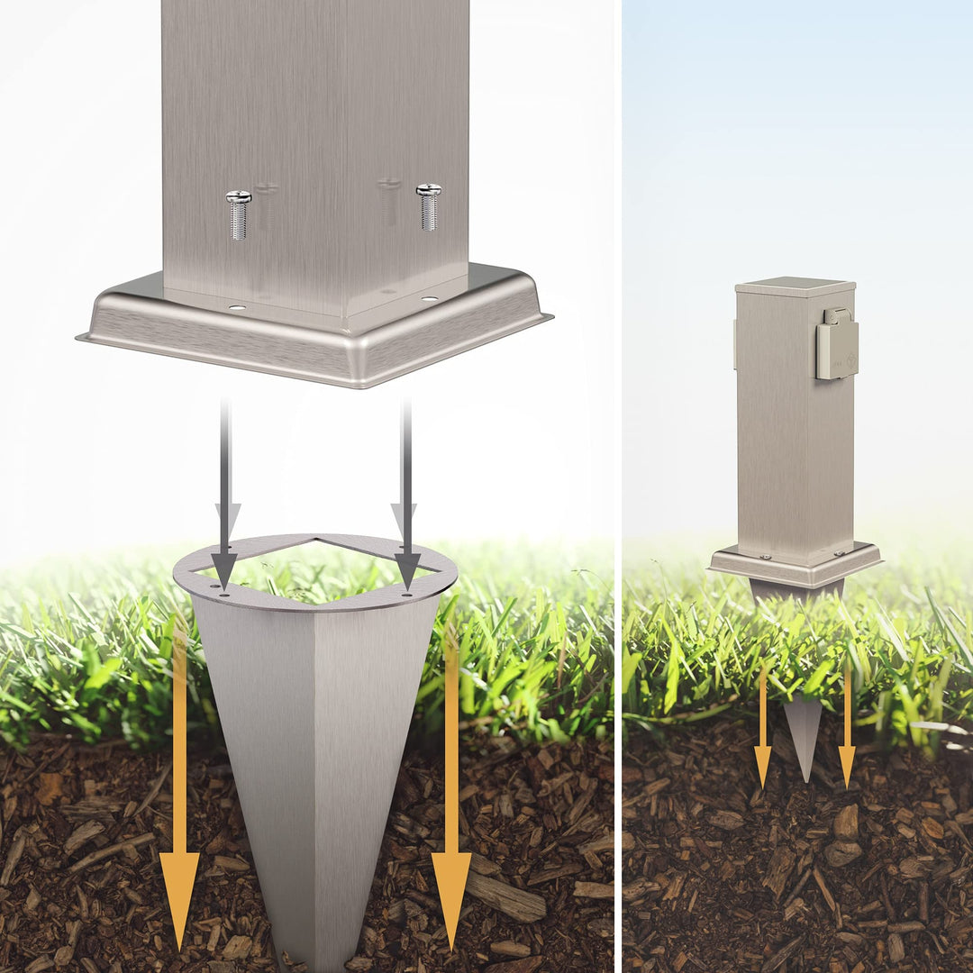 Gartensteckdosen-Säule Edelstahl 2-fach IP44 mit Erdspieß 27cm - Bild 4