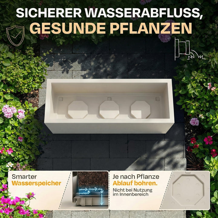 Pflanzkübel rechteckig 50L mit Wasserspeicher Balkon 2er-Set - Bild 4