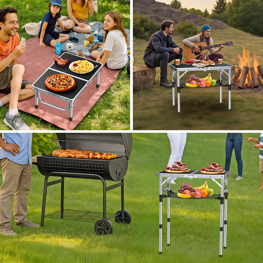 Campingtisch klappbar Aluminium 60x40cm 3 Höhenstufen schwarz - Bild 3