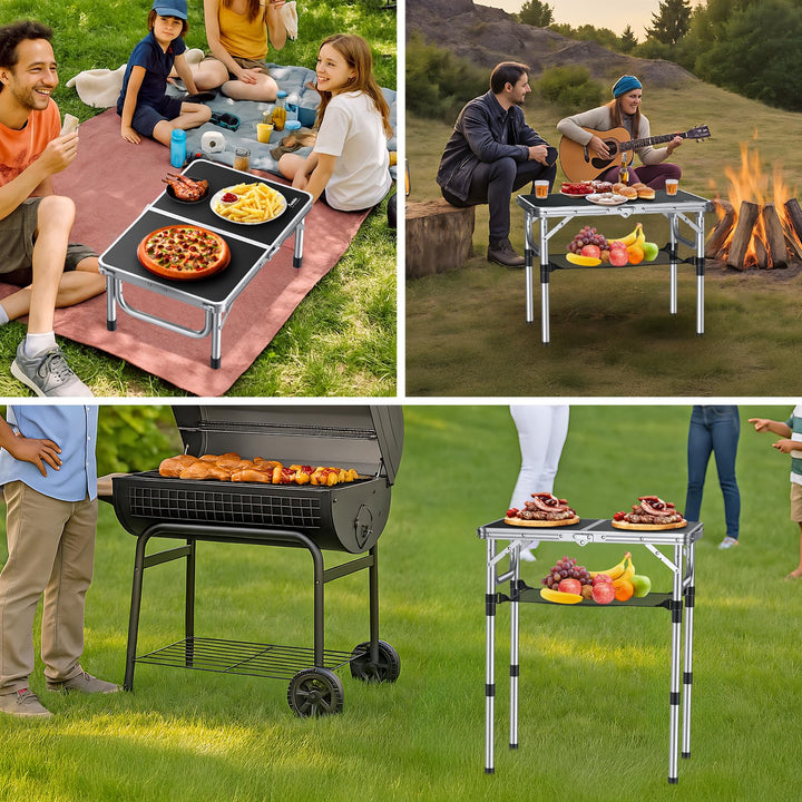 Campingtisch klappbar Aluminium 60x40cm 3 Höhenstufen schwarz - Bild 3