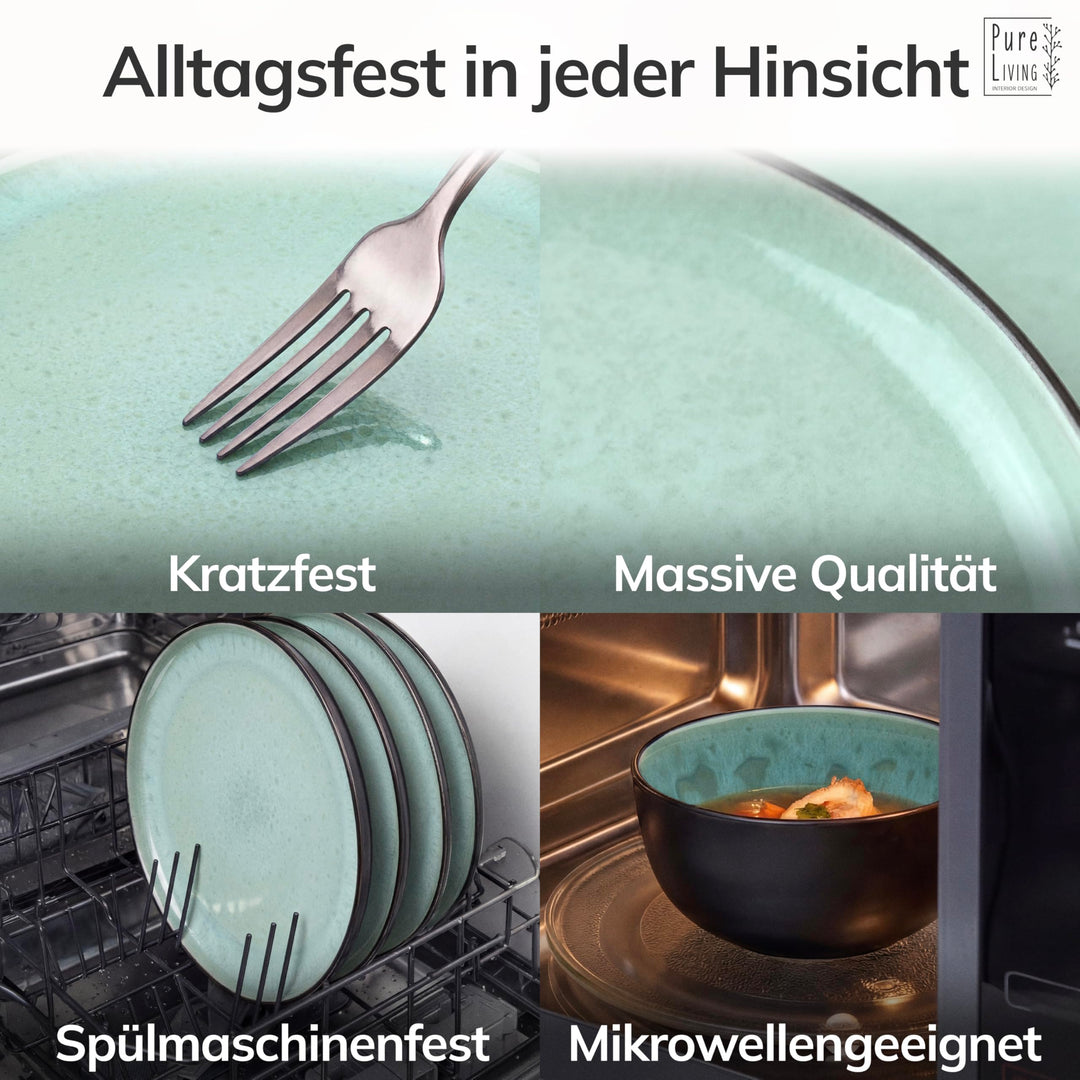 Steingut Geschirrset 24-teilig Salbeigrün für 6 Personen - Bild 4