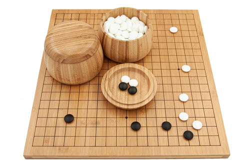 Go-Spiel Set Bambus 19x19 und 13x13 mit Glassteinen 360-teilig