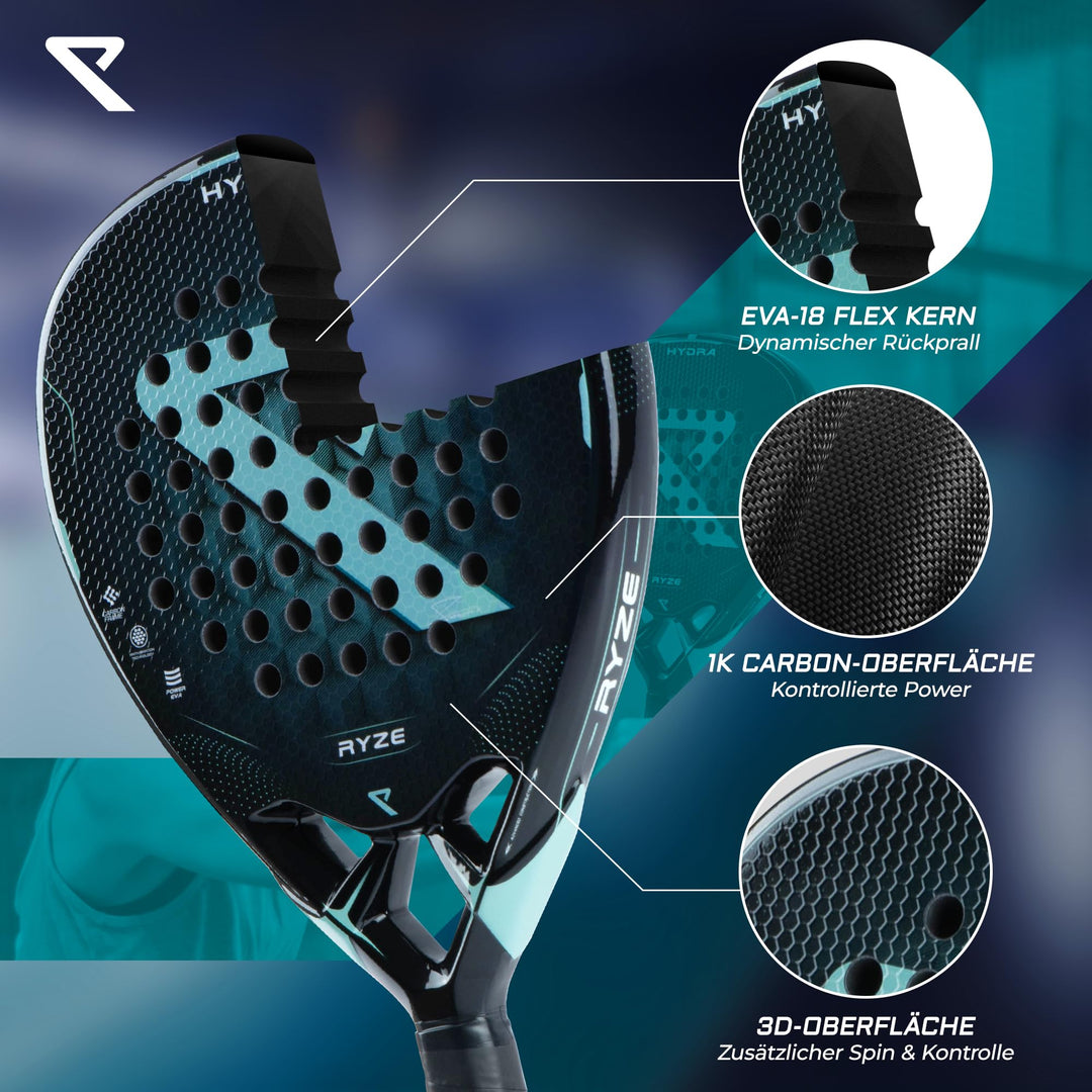 Padel Schläger 100% Carbon EVA-18 Schaum 365g mit Schutzhülle - Bild 4