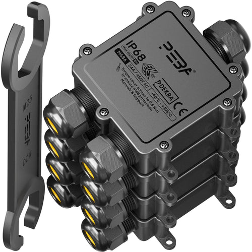 Abzweigdose IP68 wasserdicht 3-Wege schwarz für Erdkabel 4–14 mm