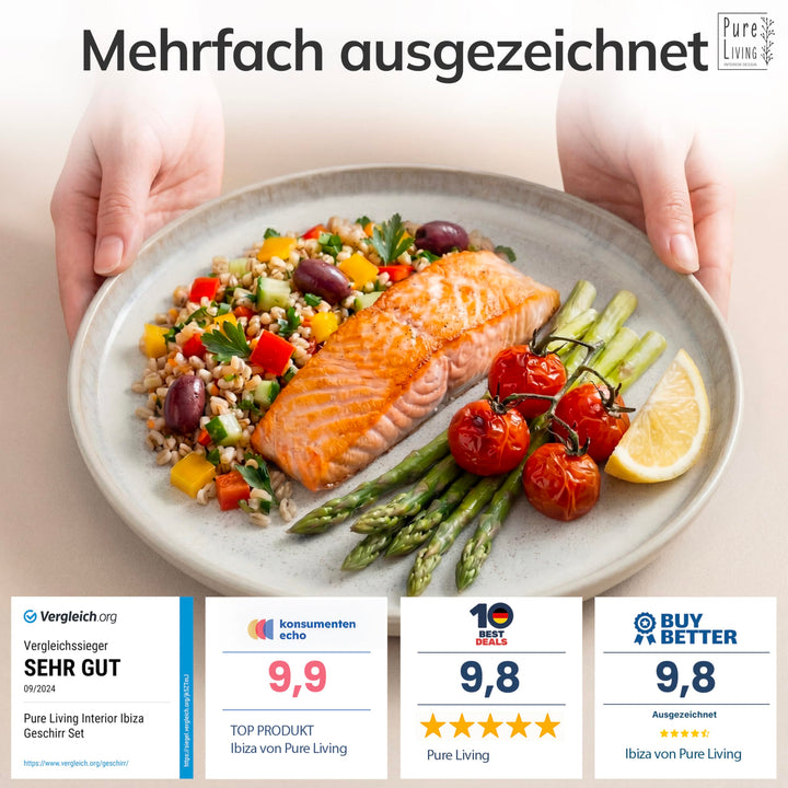 Steingut Geschirrset 24-teilig für 6 Personen Mediterranean Beige - Bild 3
