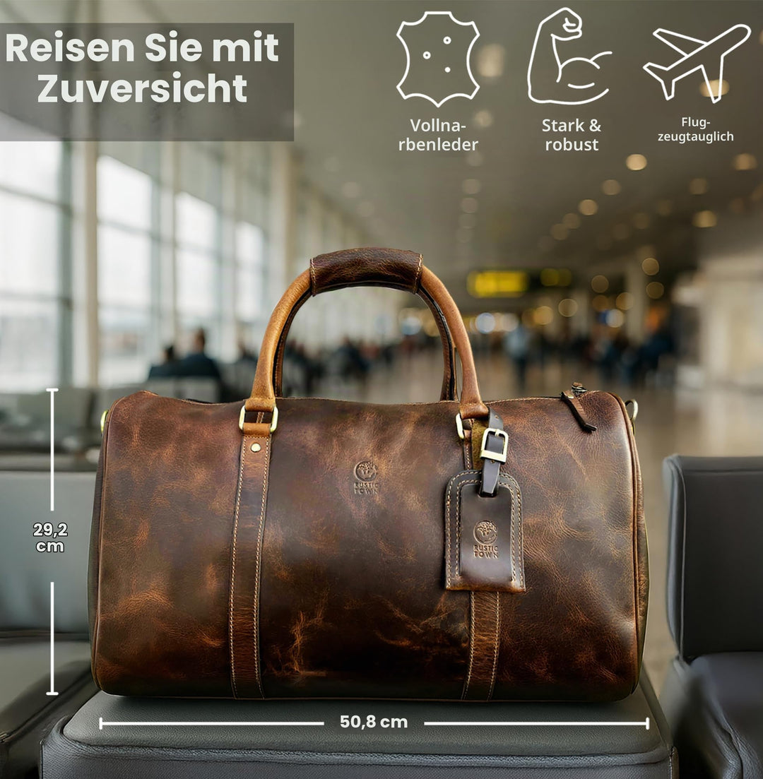 Reisetasche Herren Echtleder Büffelhaut Weekender Handgepäck - Bild 3