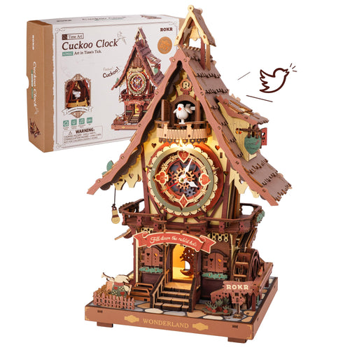 3D Holzpuzzle Kuckucksuhr mit Beleuchtung und Kuckucksruf